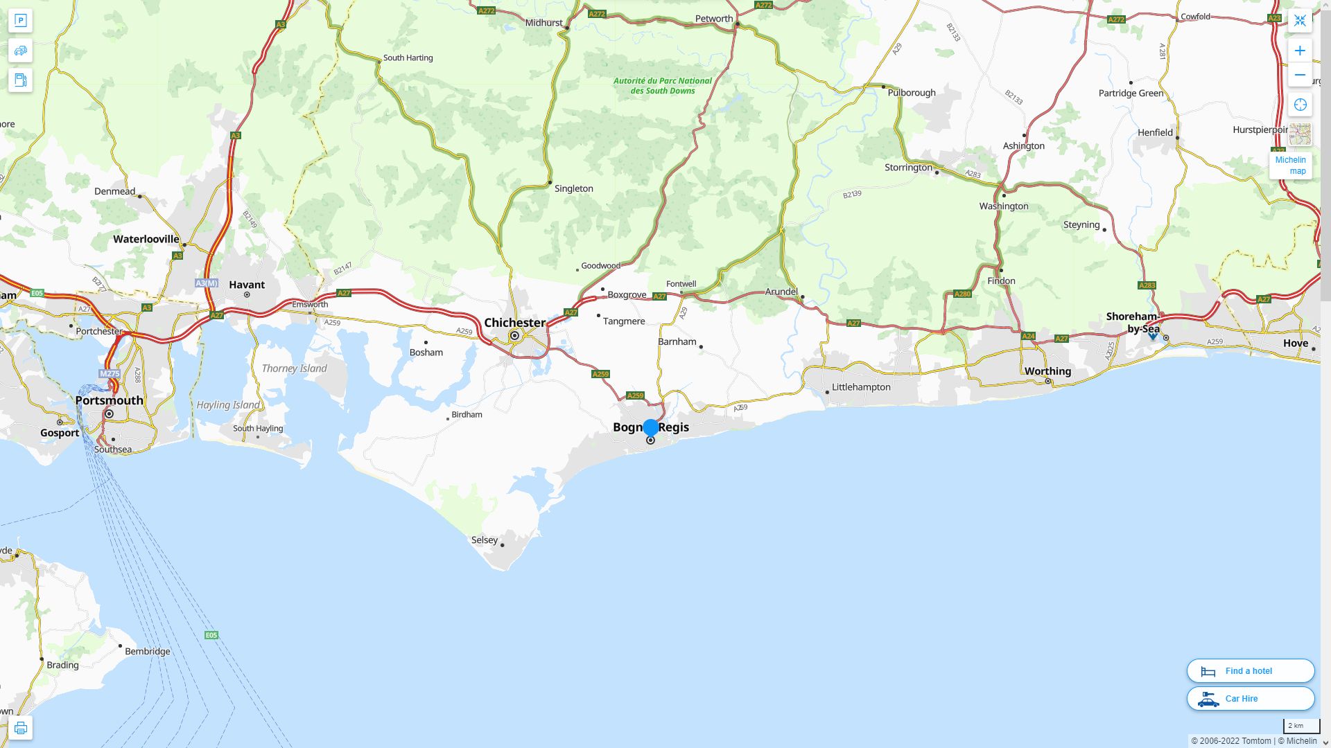Bognor Regis Royaume Uni Autoroute et carte routiere